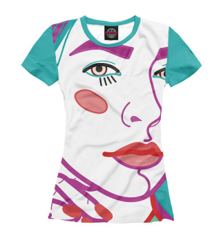 Женская футболка Арт портрет с женским лицом крупным план