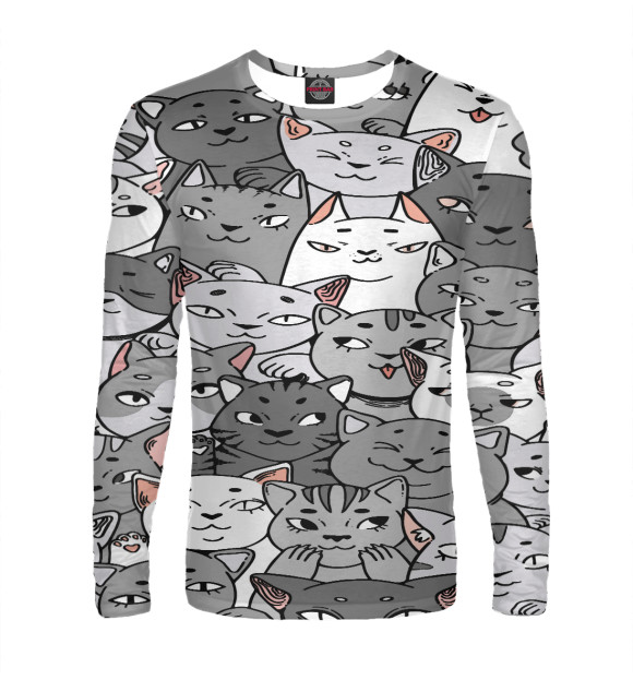 Мужской лонгслив с изображением Котятушки цвета Белый
