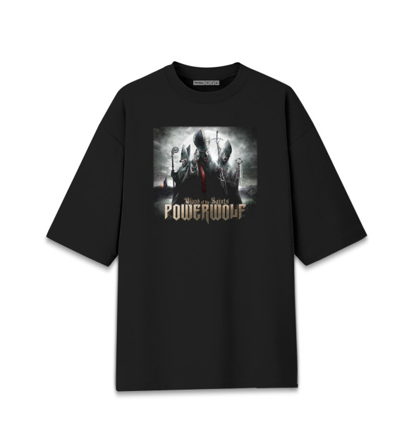 Женская футболка оверсайз с притом Powerwolf цвета Черный Женская футболка оверсайз с изображением Powerwolf цвета Черный