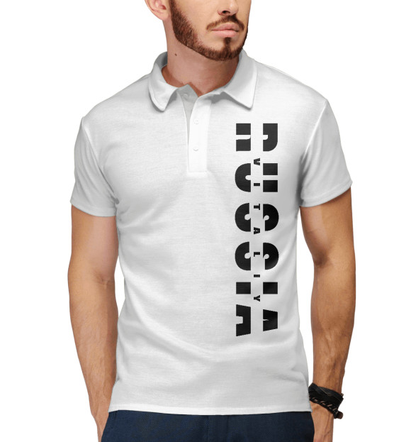 Мужское поло с изображением Виталий цвета Белый