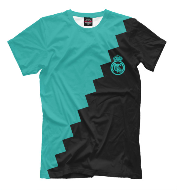 Мужская футболка с изображением Real Madrid FC цвета Грязно-голубой