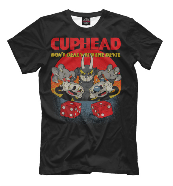 Мужская футболка с изображением Cuphead цвета Черный