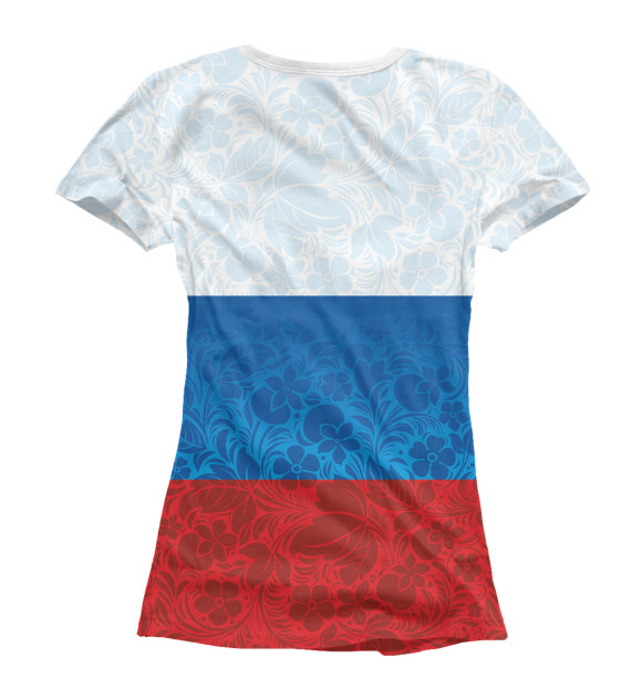 Женская футболка с изображением Россия хохлома цвета Белый