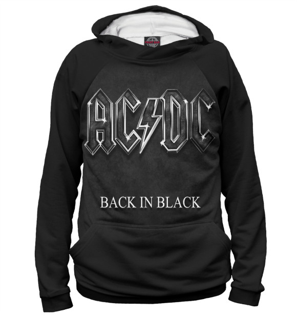 Мужское худи с изображением AC/DC Back in Black цвета Белый