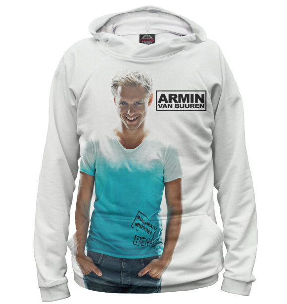 Мужское худи с притом Armin van Buuren цвета Белый Мужское худи с изображением Armin van Buuren цвета Белый