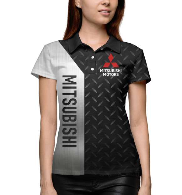 Женское поло с изображением Mitsubishi Сталь цвета Белый