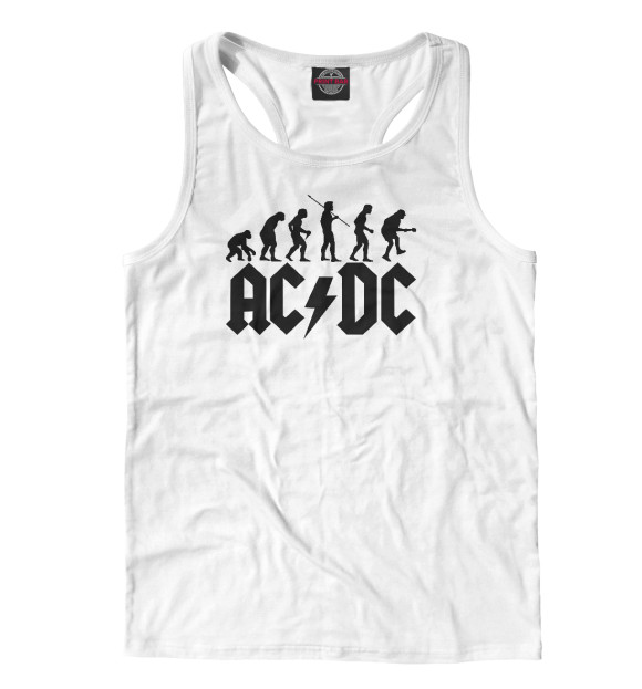 Мужская майка-борцовка с изображением AC/DC цвета Белый