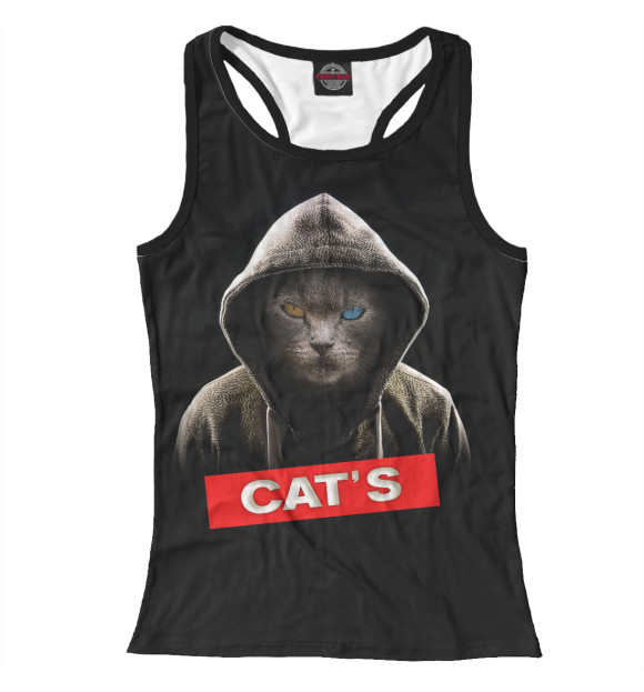 Женская майка-борцовка с изображением Кот цвета Белый