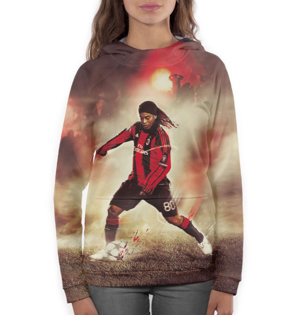 Женское худи с изображением Роналдиньо цвета Белый