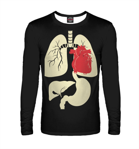 Мужской лонгслив с изображением Органы цвета Белый