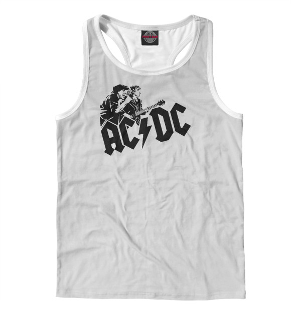 Мужская майка-борцовка с изображением AC DC цвета Белый