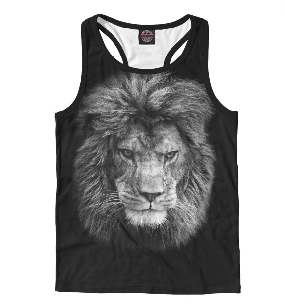 Мужская майка-борцовка с изображением Лев цвета Белый