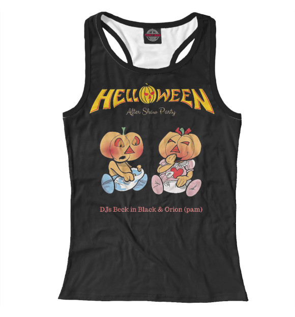 Женская майка-борцовка с притом Helloween цвета Белый Женская майка-борцовка с изображением Helloween цвета Белый