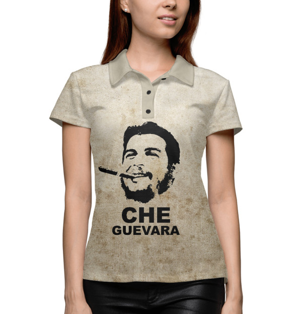 Женское поло с изображением Ernesto Che Guevara цвета Белый