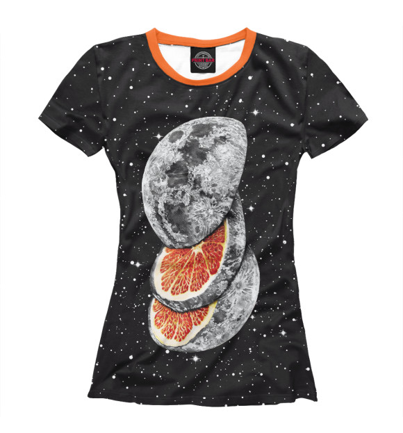 Женская футболка с изображением Апельсиновая Луна цвета Белый
