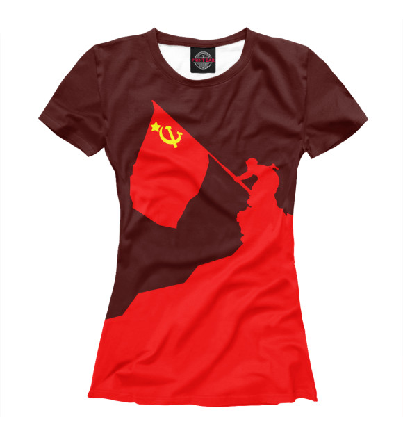 Женская футболка с изображением Флаг СССР цвета Белый