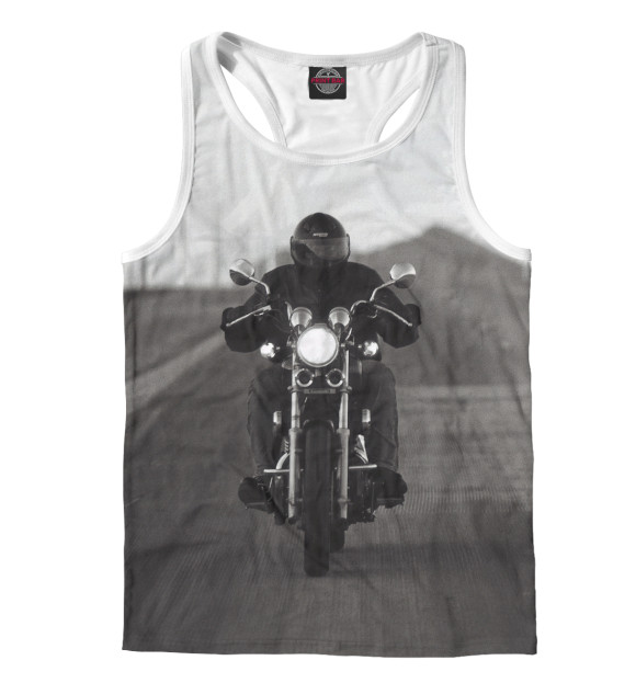 Мужская майка-борцовка с изображением Байкер цвета Белый