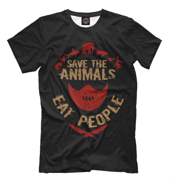 Футболка для мальчиков с изображением Eat People цвета Черный
