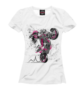 Женская футболка Девушка на мотоцикле