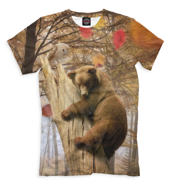 Мужская футболка с изображением Медведь на дереве цвета Светло-коричневый