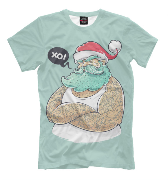Мужская футболка с изображением Santa Hipster цвета Бежевый