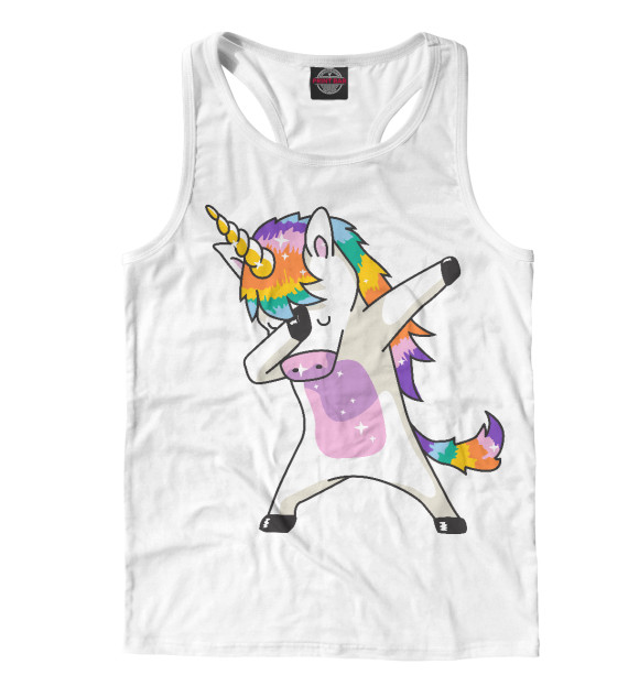 Мужская майка-борцовка с изображением Dabbing Unicorn цвета Белый