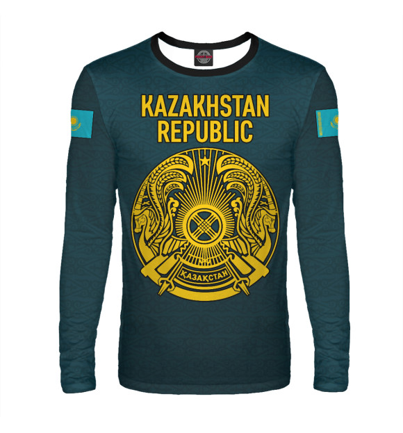 Мужской лонгслив с изображением Kazakhstan Republic цвета Белый
