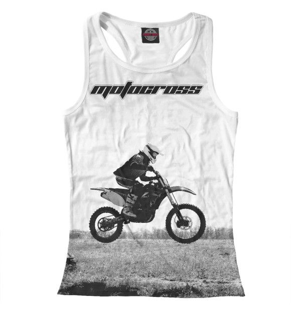 Женская майка-борцовка с изображением Мотокросс цвета Белый