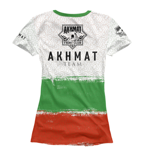 Женская футболка с изображением Akhmat Fight Club Team цвета Белый