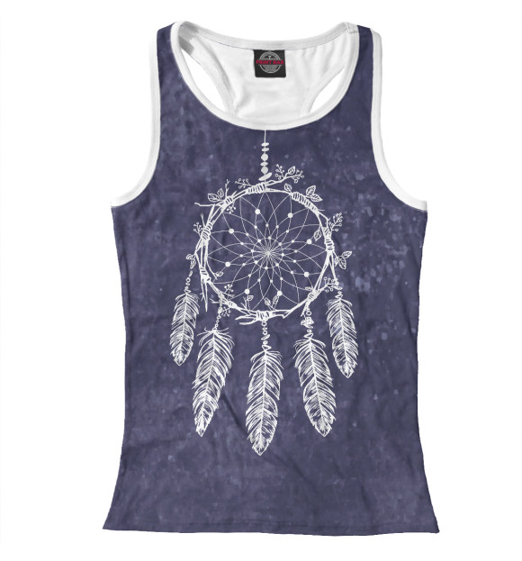 Женская майка-борцовка с изображением Ловец снов цвета Белый
