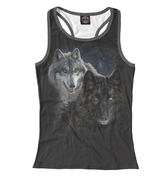 Женская майка-борцовка с изображением Волки цвета Белый