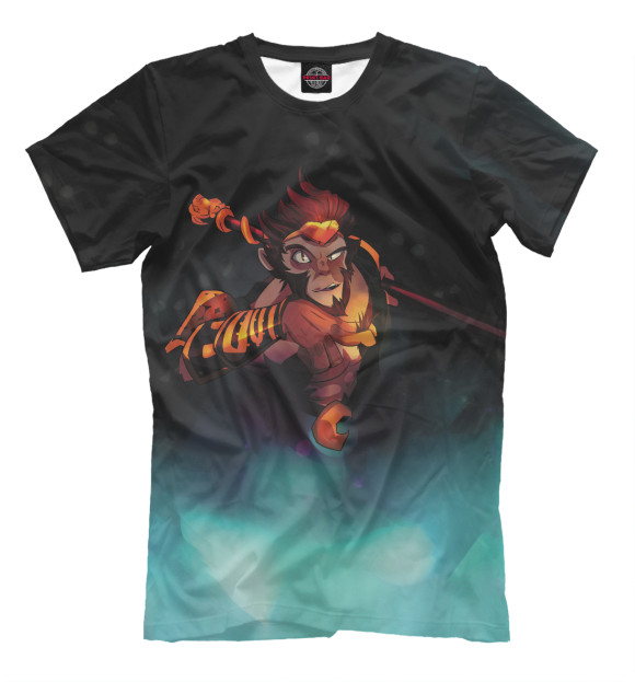 Мужская футболка с изображением Monkey King цвета Черный