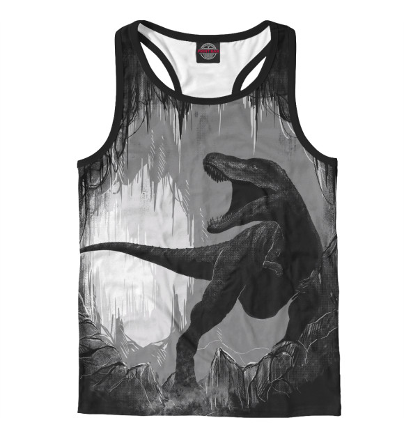 Мужская майка-борцовка с притом Пещера динозавра цвета Белый Мужская майка-борцовка с изображением Пещера динозавра цвета Белый
