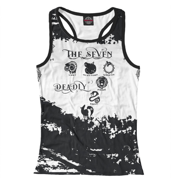 Женская майка-борцовка с притом 7 смертных грехов цвета Белый Женская майка-борцовка с изображением 7 смертных грехов цвета Белый
