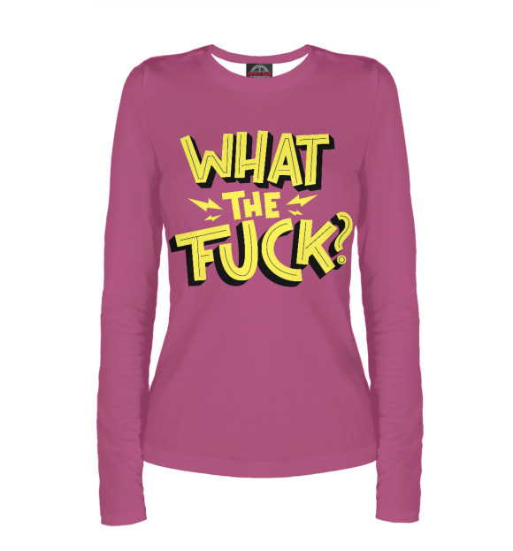 Женский лонгслив с изображением What the f**k цвета Белый