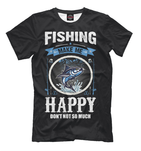 Мужская футболка с изображением Рыбалка цвета Белый