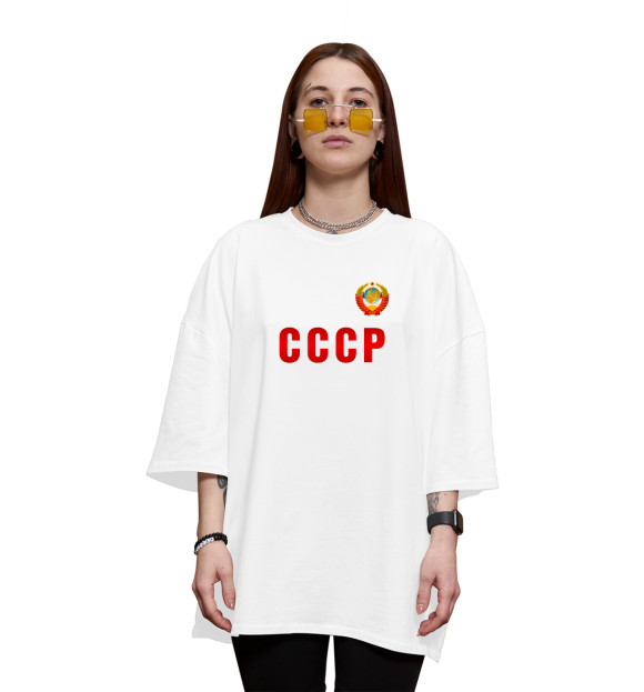 Женская футболка оверсайз с изображением СССР цвета Белый