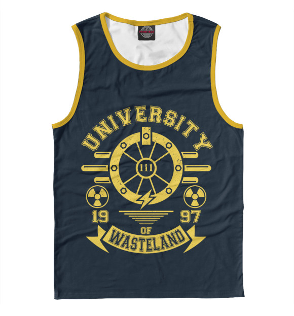 Мужская майка с изображением University of Wasteland цвета Белый