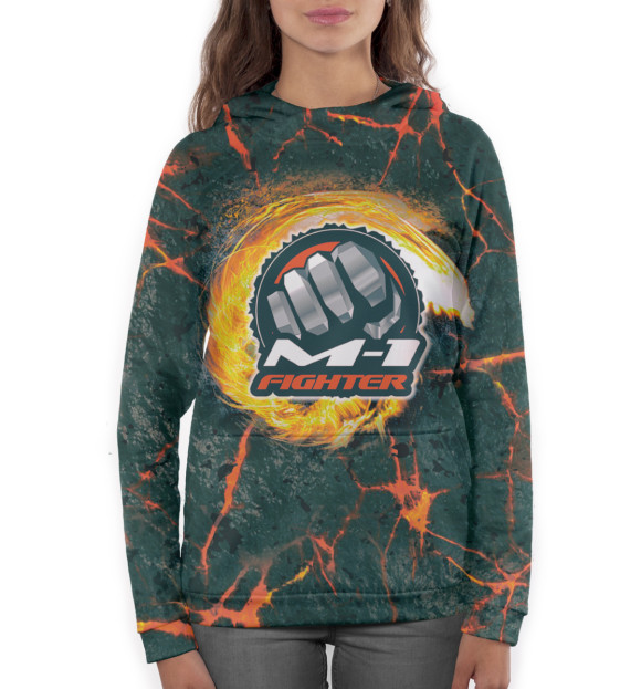 Женское худи с изображением M-1 Fighter цвета Белый