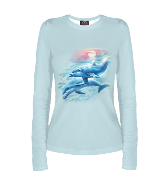 Женский лонгслив с изображением Дельфины цвета Белый