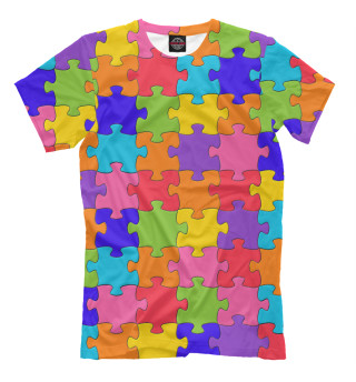 Мужская футболка Разноцветный Пазл