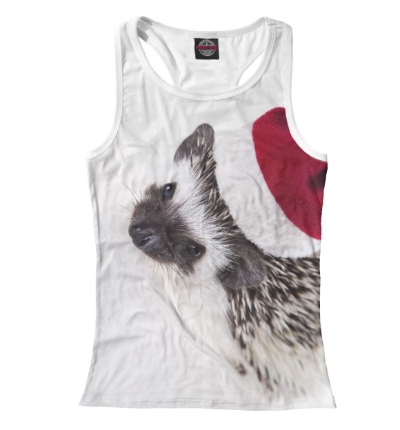 Женская майка-борцовка с изображением Новогодний ёжик цвета Белый