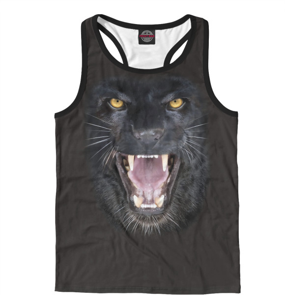 Мужская майка-борцовка с изображением Оскал пантеры цвета Белый