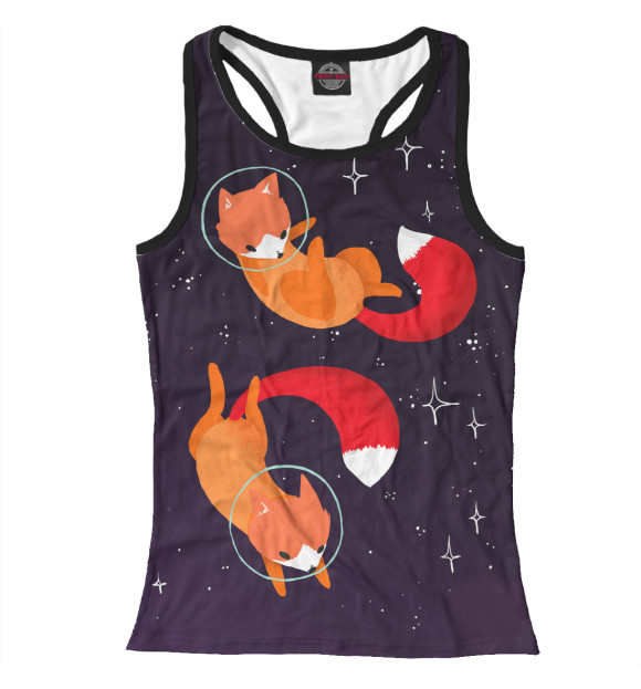 Женская майка-борцовка с изображением Космические лисы цвета Белый