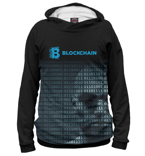 Женское худи с изображением Block chain цвета Белый