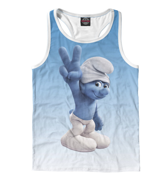 Мужская майка-борцовка с изображением Смурфики цвета Белый