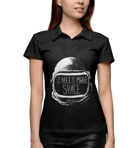 Женское поло с изображением I need more space цвета Белый