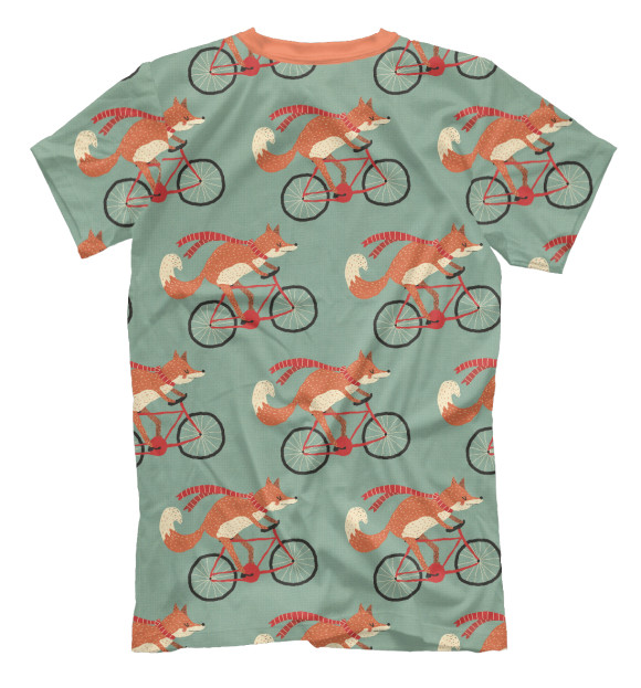 Мужская футболка с изображением Лисички на велосипеде цвета Белый