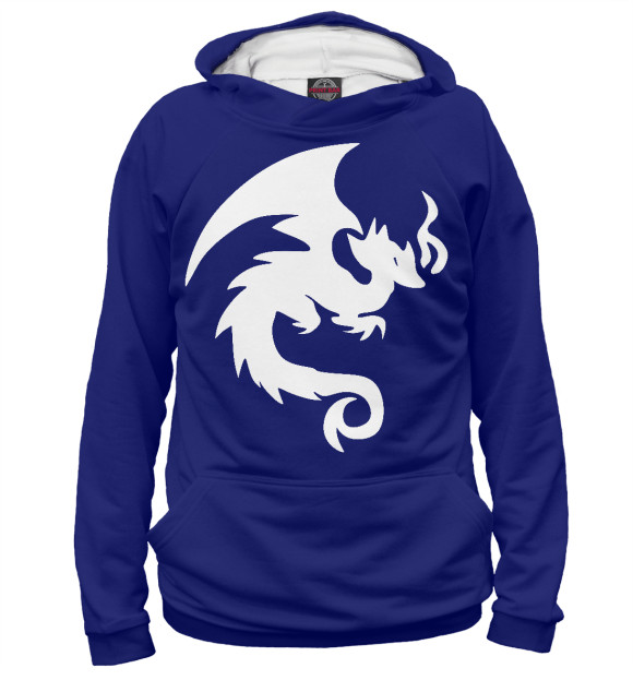 Мужское худи с притом Дракон цвета Белый Мужское худи с изображением Дракон цвета Белый