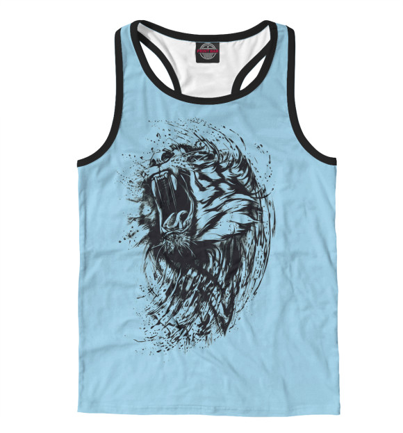 Мужская майка-борцовка с изображением Тигр арт цвета Белый